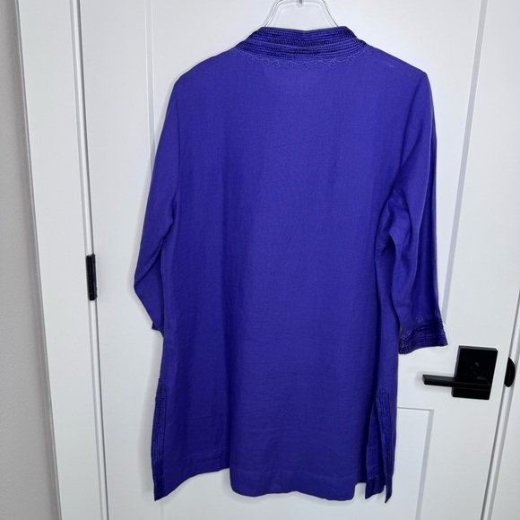Soft Surroundings Tunic Top Women's Linen Desert Boho Embroidered India NEW - Picture 8 of 9